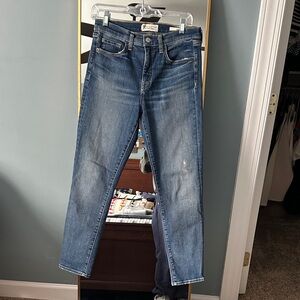 Nili Lotan Mid-Wash Crop Blue Jeans